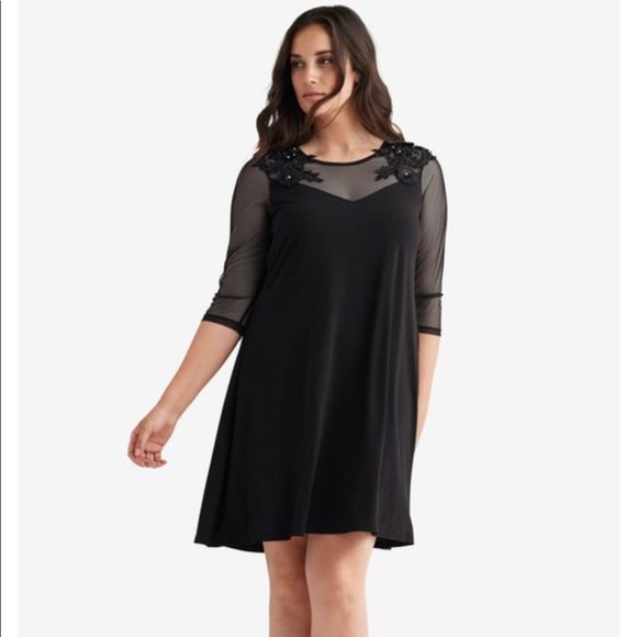 ellos Dresses & Skirts - 🐠Ellos black 3/4 sleeve dress with sheer top